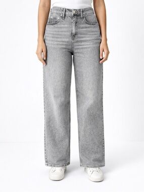 OAT New York High Rise Baby Wide Leg Jeans Gray Wash Women’s Size 8/29